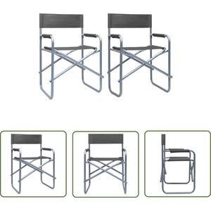 The Living Store Regisseursstoel - Inklapbaar - Grijs - Staal - 48 x 57 x 79 cm