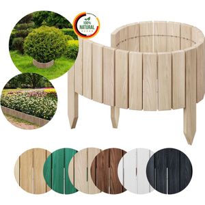 Floranica Flexibele borderrand ongeïmpregneerde 100 x 20 cm Onbehandeld (inkortbaar) Perkrand van grenenhout Gazonrand Tuinafscheiding Rollboarder