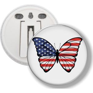 Button Met Clip - Vlinder Vlag Amerika
