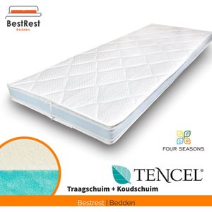 Topdekmatras Tencel  Flip Topper - twee hardheden - Duo - Topper 130x200cm - Traagschuim/ Koudschuim Hybride - 12cm dik - Orthopedisch