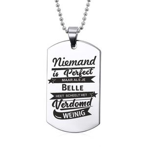 Niemand Is Perfect - Belle - RVS Ketting