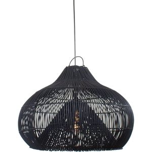 Rotan hanglamp Twisk | 1 lichts | zwart | hout | Ø 50 cm | eetkamer / eettafel lamp | modern design