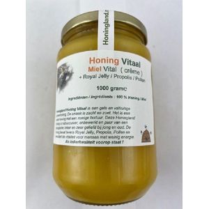 Honingland : Honing Vitaal, Miel Vital + Royal Jelly, Propolis, Bijenpollen.( crème ) 1000 gram