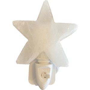 Stones & Bones® Zoutsteen Ster wit LED nachtlampje met schakelaar