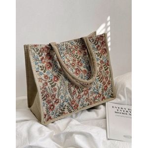 Handtas - Shopper - Damestas - Beige - Bloemen Design - Trendy