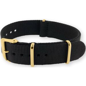 NATO Horlogeband G10 Military Nylon Strap - Original NATOS.com® - Zwart Gouden Gesp 22mm