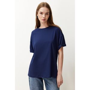 Trendyol TWOSS20TS0134 Volwassenen Vrouwen T-shirt Single pack - Donkerblauw - XL