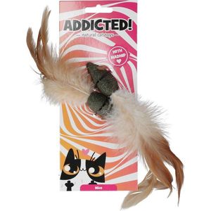 Addicted Muis met Veren - 20 cm - Kattenspeelgoed muis - Kattenspeeltje met veer - Met madnip - Met kattenkruid - Stuks 2