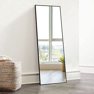 body spiegel, staande spiegel, vrijstaande lichaamsspiegel, groot en hoog, grote make-upspiegel, grote spiegel voor slaapkamer, woonkamer, kleedkamer (Black,43"" x 16"")