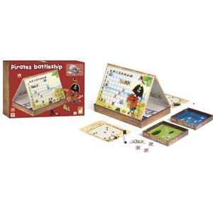 Janod Spel - Strategiespel Piraten Slagschip - Klassiek Zeeslag Spel In Een Nieuw Jasje Met Een Piratenthema - Magnetisch Met 2 Moeilijkheidsgraden - Wie Laat Als Eerste De Schepen Van Zijn Tegenstander Zinken? - Geschikt Vanaf 5 Jaar