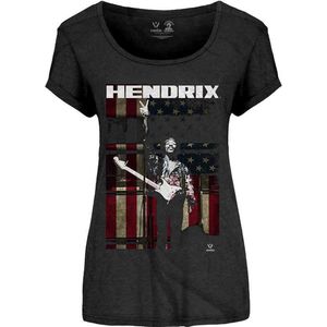 Jimi Hendrix - Peace Flag Dames T-shirt - L - Zwart