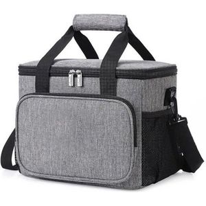 Bealive® Lunch Box - Koel tas - Grijs - Oxford materiaal - Water proef - Lek proef - 2 Draag manieren - Capaciteit: 15L - 30 x 23 x 23 cm - Voor Kantoor, Picknick of Reizen
