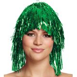 Folie verkleedpruik - set 2x - tinsel - groen - dames - disco/eighties