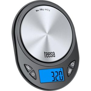 Teesa TSA0807 - Digitale precisieweegschaal, roestvrijstaal/ zwart