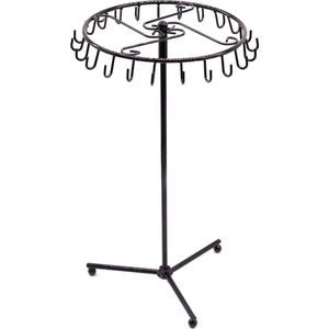 Sieradenrek draaibare kettingstandaard - opbergboom voor kettingen en armbanden - 23 haken - afneembare kettinghouder - ringen en oorbellen houder - metaal zwart
