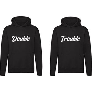 Double en Trouble 2 Hoodies | Twee truien | Maat | Bestie | BFF | Vriendje | Kinderen | Relatie | Vriend | Vriendin | Trui | Hoodie