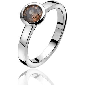 ZINZI zilveren ring bruin ZIR450