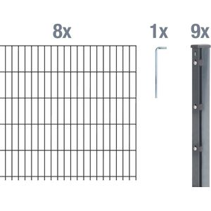 Alberts dubbele piketafscheiding als 22-delige complete afrasteringsset antraciet hoogte 163 cm lengte 20 m