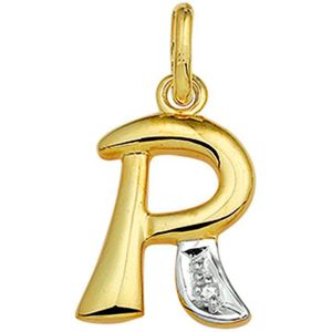 Hanger Letter Diamant 0.005Ct H Si 14K Geelgoud