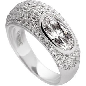 Diamonfire - Zilveren ring met steen Maat 17.5 - Pave bezet - Ovale steen