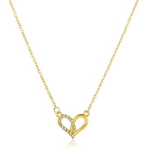 Plux Fashion Hartje Ketting - Goud - 2mm/41cm + 5cm verlengstuk - Sieraden - Goude ketting - 18 Karaat Verguld - Heart Chain - Stainless Steel - Ketting - Valentijn Ketting - Schakel Ketting - Sieraden Cadeau - Luxe Style – Duurzaam - Valentijn