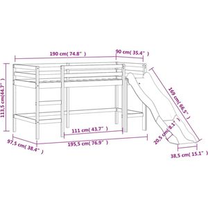 vidaXL-Kinderhoogslaper-met-glijbaan-grenenhout-zwart-90x190-cm