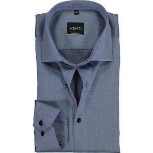 VENTI modern fit overhemd - mouwlengte 7 - twill - grijsblauw - Strijkvrij - Boordmaat: 43