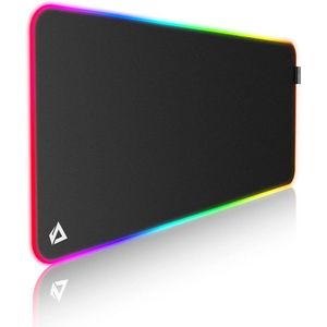 Gaming-muismat XXL groot (900 x 400 x 4 mm) met RGB-verlichting en 11 modi - Waterdicht en antislip - Voor pc-laptoptoetsenbord Desk Mat