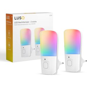 LUSQ® - 2 Stuks - Nachtlampje Kinderen - Stekkerlamp - Nachtlampje Stopcontact - Multi Colour - Stopcontactlamp