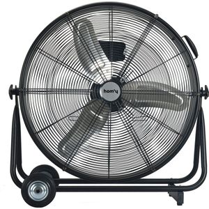 Hom'y Air Circulator Atmoos - Vloerventilator met 3 bladen op wielen - Ø 65cm - 120 W - met 3 snelheden - 65 dB - Kantelbaar - Zwart