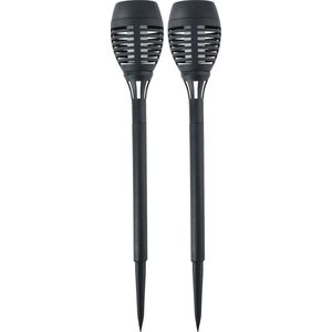 2x Solar tuinlampen fakkels/toortsen met vlam effect 48 cm - Tuinverlichting - Tuinlampen - Solarlampen op zonne-energie