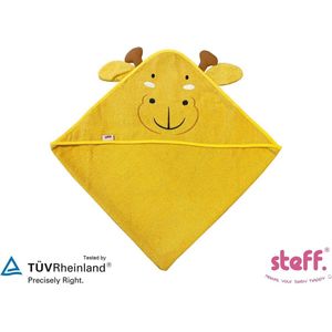 Steff - Badcape - baby handdoek - Giraf - 75x75 cm - Katoen - Geel