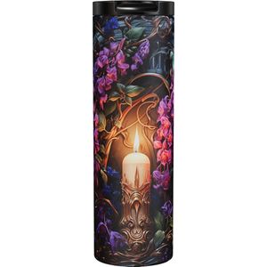 Kaars - Candle With Purple Flowers - Thermobeker 500 ml