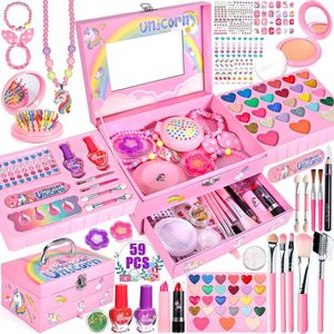 Complete make-up set voor meisjes - 59-delige wasbare make-up koffer voor kinderen