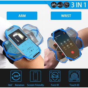 unning Phone Armband, 3 in 1 Running Gym Telefoonhouder Armband Onderarm Polsband Fiets Mobiele Telefoon Houder, 360° Draaibare & Afneembare Sport Armband Telefoon Houder voor 4,5""-7"" iPhone