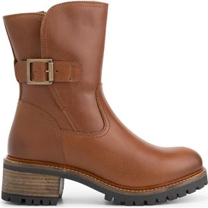 Mysa Lily dames leren enkellaarzen - Gevoerde boots - Cognac Bruin Leer