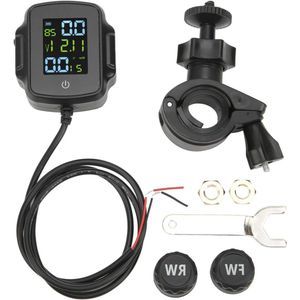 Bandenspanningscontrolesysteem voor Motorfietsen 12V USB-opladen TPMS met 2 Externe Sensoren