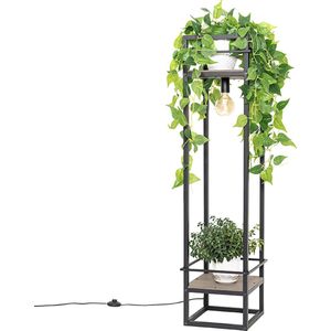 QAZQA cage rack - Industriele Vloerlamp | Staande Lamp - 1 lichts - H 130 cm - Zwart - Industrieel - Woonkamer | Slaapkamer | Keuken
