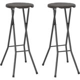vidaXL Barkrukken inklapbaar 2 st rattan look HDPE en staal bruin