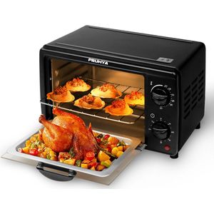 Multifunctionele 3-in-1 Airfryer Oven 700W - 13 Liter Compacte Hetelucht Oven met Bakken, Grillen & Airfry-functie - Ideaal voor Gebak, Pizza, Vlees en Friet - Energiezuinig Huishoudelijk Apparaat voor Kleine Keukens & Studentenkamers