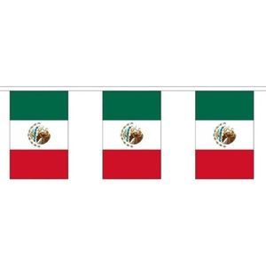 3x Buiten vlaggenlijn Mexico 3 meter - Mexicaanse vlag - Supporter feestartikelen - Landen decoratie en versieringen