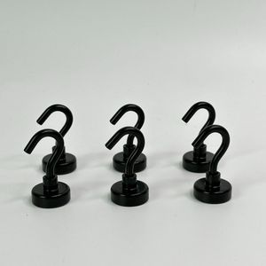 Neosmuk Zwarte magnetische haken, 20 lbs+zware magneten met haak voor koelkast, extra sterke supercruisehaak om op te hangen, magnetische hanger voor gordijn, grill, handdoek, plafondverpakking van 6 stuks