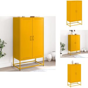 vidaXL Hoge Kast - Hoge Kasten - Hoog Dressoir - Hoge Kast Woonkamer - Hoge kast 68,5x38,5x123,5 cm staal mosterdgeel