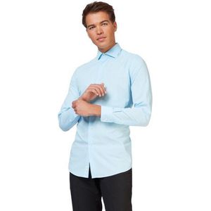 OppoSuits Cool Blue Shirt - Heren Overhemd - Casual Effen Gekleurd - Blauw - Maat EU 35/36