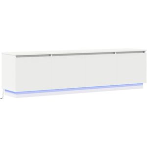vidaXL - TV-kast - met - LED - Wit - 180x38x49 - cm - Bewerkt - Hout
