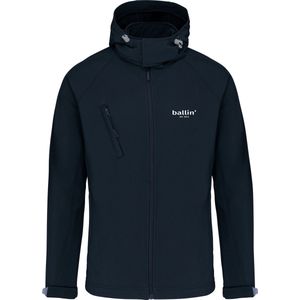 Heren Outdoorjas met Ballin Est. 2013 Softshell Hooded Jas Print - Blauw - Maat 3XL