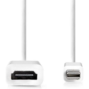 Nedis Mini DisplayPort-Kabel - DisplayPort 1.2 - Mini-DisplayPort Male - HDMI Output - 21.6 Gbps - Vernikkeld - 0.20 m - Rond - PVC - Wit - Doos