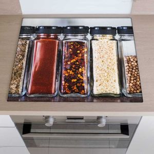 Inductiebeschermer kruiden in potjes | 81 x 52 cm | Keukendecoratie | Bescherm mat | Inductie afdekplaat