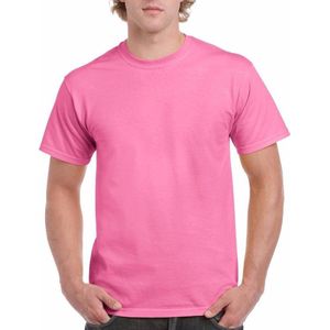 Set van 2x stuks roze katoenen t-shirts voor heren 100% katoen - zware 200 grams kwaliteit - Basic shirts, maat: M (38/50)