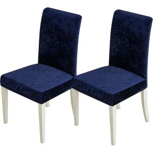 Stoelhoezen, set van 2, elastische hoezen, stoelhoezen, schommelstoelen, marineblauw, fluwelen stoelhoezen voor bureaustoel, overtrek, keuken, woonkamer, banket, familie, bruiloft, feest,